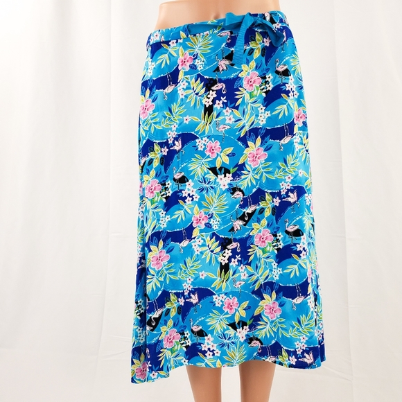 Sag Harbor Blue Floral Flowy Midi Skirt Size Small - Picture 3 of 8